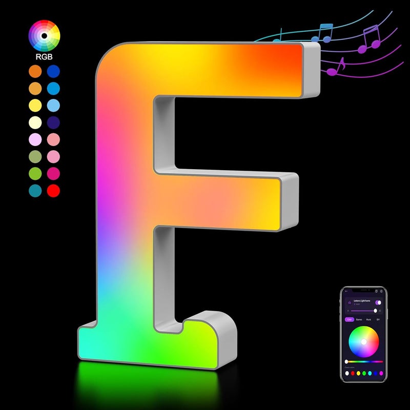 OJQ Light Up Letters LED Letter - Marquee Letters Room Decor Alphabet Letter Music Sync Color Change Colorful - Christmas Birthday Gifts for Girl - Teen Girls Gifts Party Home Wall Decor - Image 1